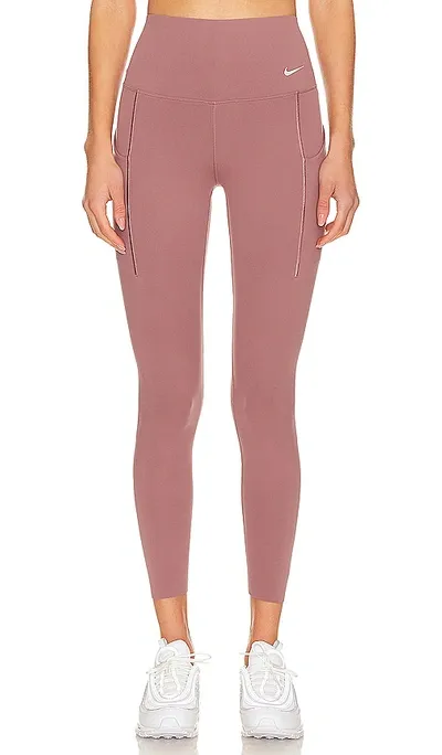 Nike Universa High Waisted Cropped Leggings In Smokey Mauve & Black