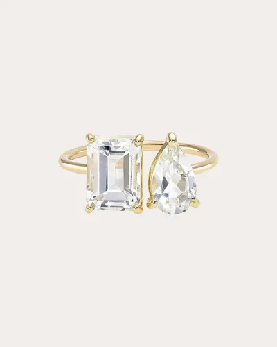 Zoe Lev 14k Yellow Gold White Topaz Toi & Moi Ring