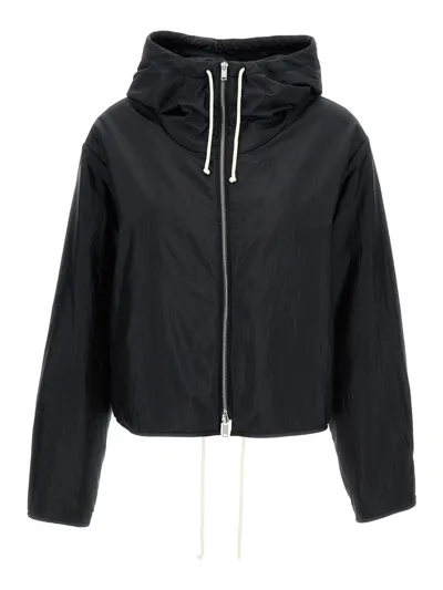 Jil Sander Zip-up Hooded Jacket In Black