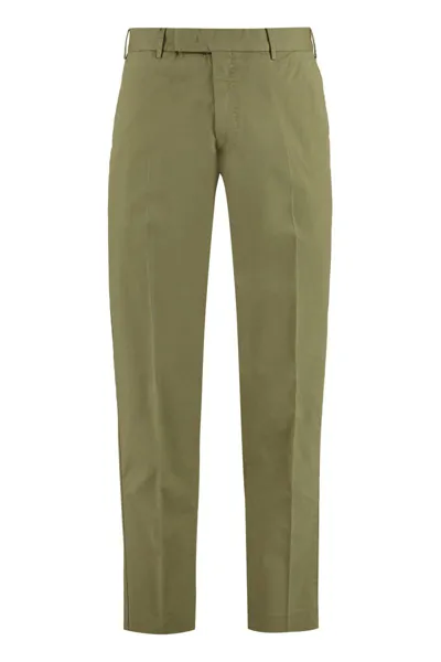 Pt01 Rebel - Stretch Cotton Trousers In Green