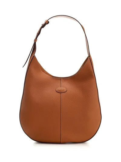 Tod's Calf Leather Hobo Bag In Kenia Scuro