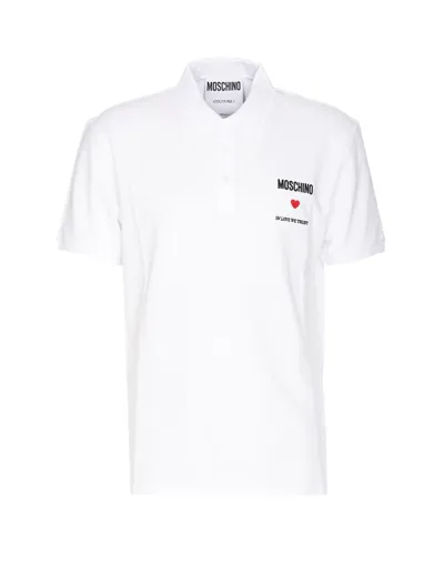 Moschino In Love We Trust Polo Shirt In White