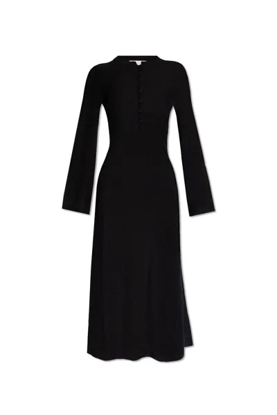 Chloé Long-sleeved Knitted Midi Dress In Black