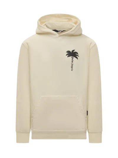 Palm Angels Hoodie With The Palm Logo In Beige