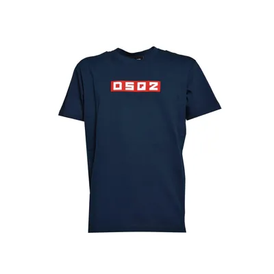 Dsquared2 D2 Logo Patch Crewneck T-shirt In Blu Navy