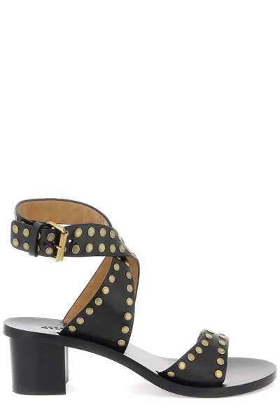 Isabel Marant Studded Heeled Sandals In Nero/oro