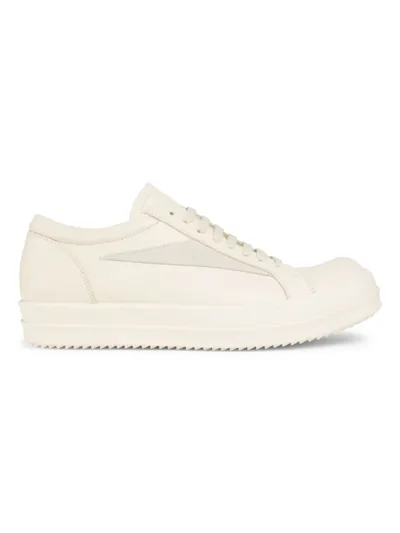 Rick Owens Lido Vintage Leather Sneakers In Milk