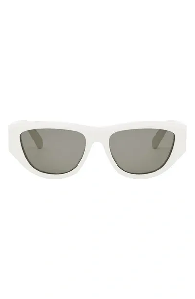 Celine Monochroms Acetate Cat-eye Sunglasses In White Smoke