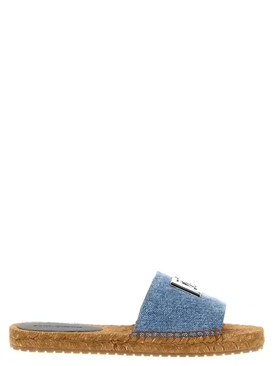 Dolce & Gabbana Flache Denim-espadrilles Mit Dg-logo In Denim Blue