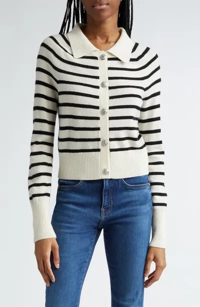 Veronica Beard Cheshire Cashmere Cardigan In Off White Black