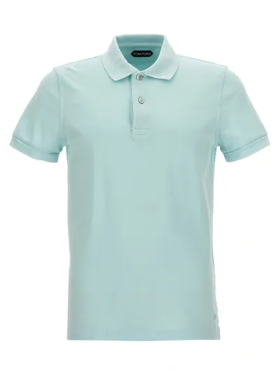 Tom Ford Short-sleeve Polo Shirt In Light Blue