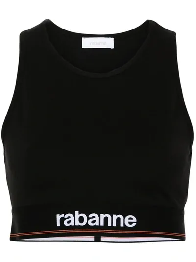 Rabanne Logo-tape Sports Bralette In Black