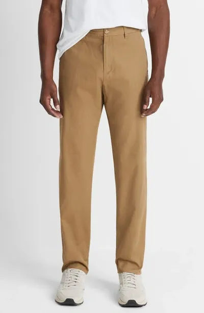 Vince Relaxed Cotton Blend Trousers In Caramel Desert