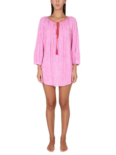 Etro Caftan With Paisley Print In Pink