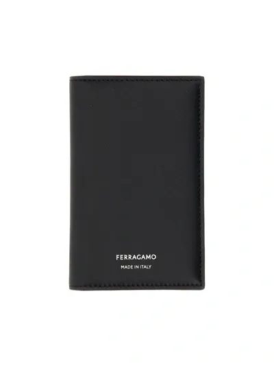 Ferragamo Credit Card Holder With Logo In Black