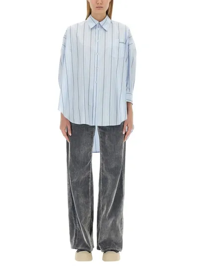 Marni Multicolored  Striped Shirt In Azure