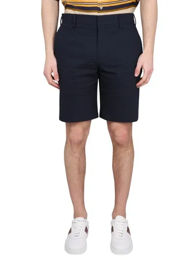 Paul Smith Cotton Bermuda Shorts In Blue