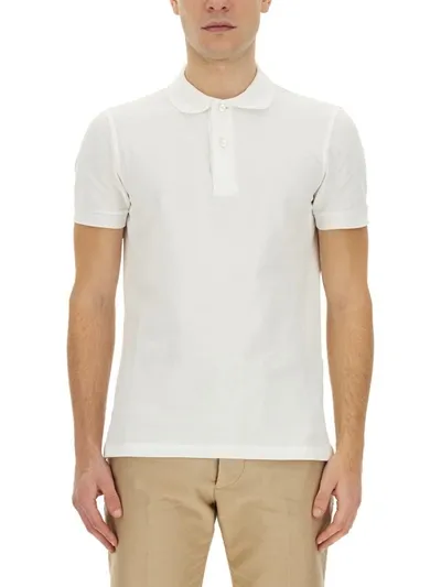 Tom Ford Towelling Ss Polo Shirt In White