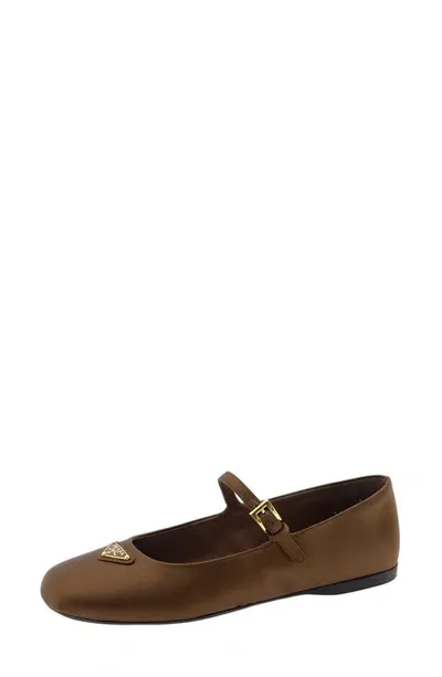 Prada Ballerina Mary Jane In Brown