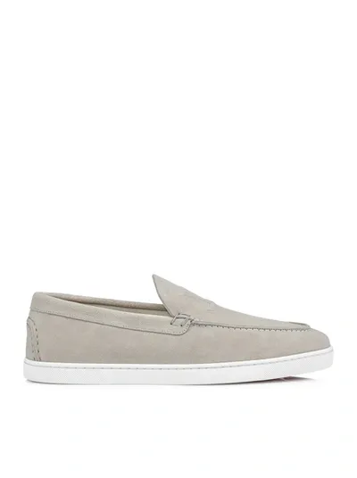 Christian Louboutin Varsiboat Loafers In Grey Suede In Goose