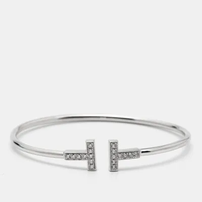 Pre-owned Tiffany & Co T Wire Diamond 18k White Gold Bracelet