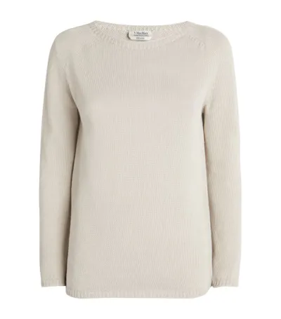 Max Mara Linen Boat-neck Sweater In White