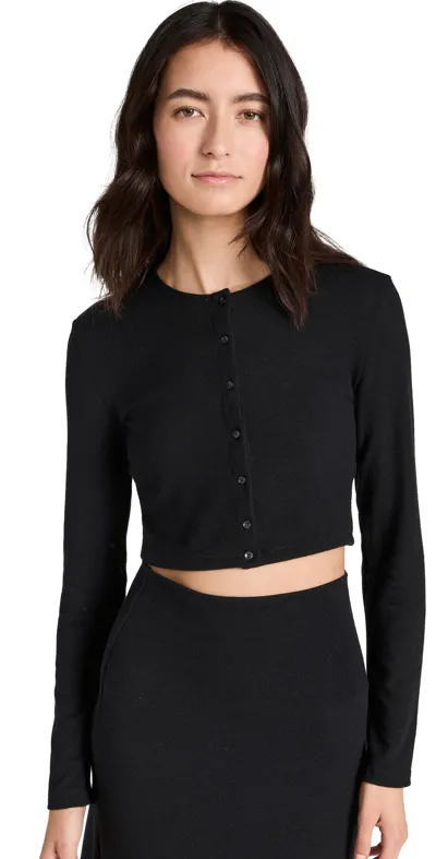 Leset Lauren Cropped Cardigan Ii In Black