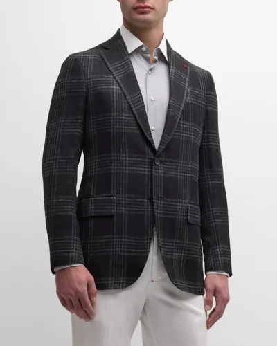 Isaia Men's Plaid Sport Coat In Black