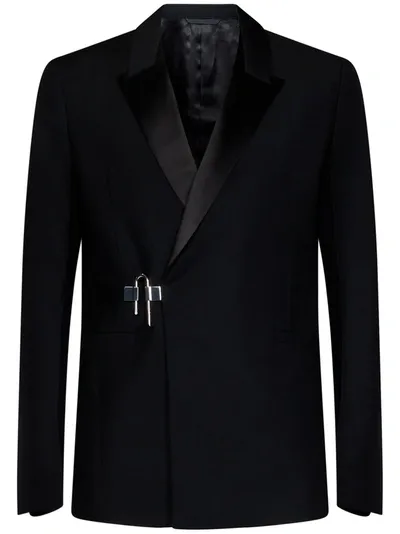 Givenchy U-lock Wool-blend Blazer In Black