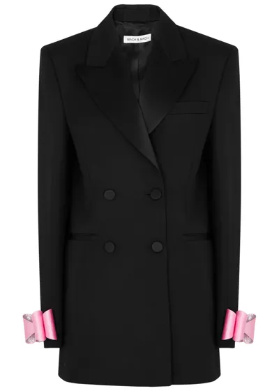 Mach & Mach Back Slit Wool Blazer Dress In Black