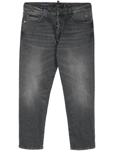 Philipp Plein Detroit Fit Mid-rise Straight-leg Jeans In Gris Claro