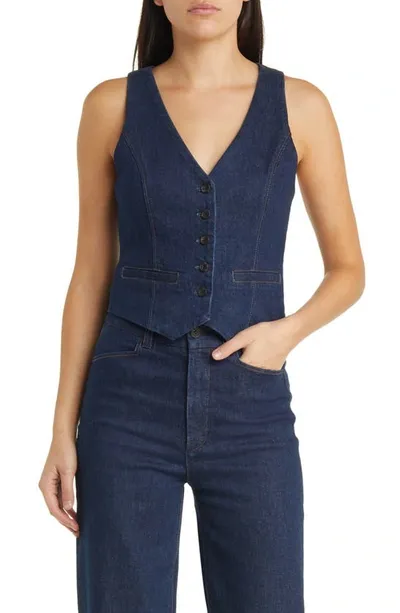 Paige Womens Edinburgh Antonella V-neck Stretch-denim Vest In Edinburgh Blue