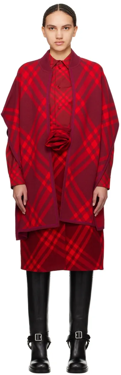 Burberry Red Check Coat In Ripple/ Pillar