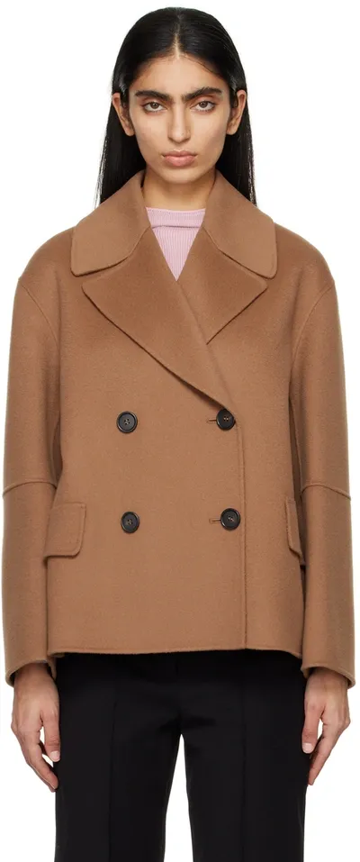 Max Mara Tan Double-breasted Jacket In 093 Caramel