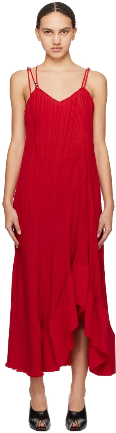 Lanvin Pleated Sleeveless Dress In Red