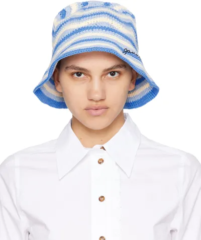 Ganni Cotton Crochet Bucket Hat In Multicolour