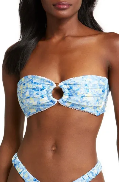 Kulani Kinis Love Story O-ring Bandeau Top In Patterned Blue