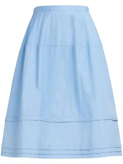 Marni Micro-pleated A-line Midi Skirt In Iris Blue