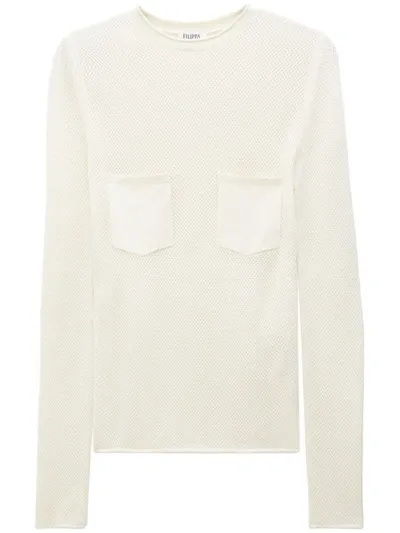 Filippa K Patch-pocket Mesh T-shirt In Off-white