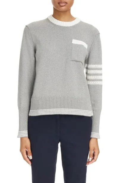 Thom Browne Gray 4-bar Sweater In Light Grey