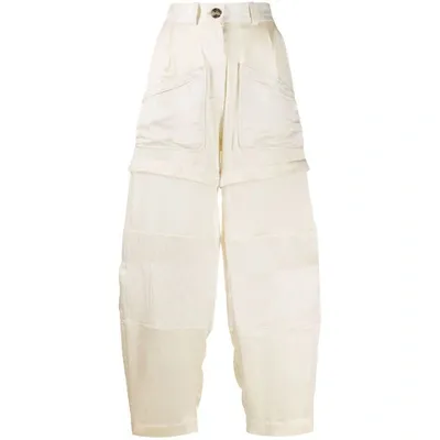 Lanvin Pants In Beige Silk In Neutrals