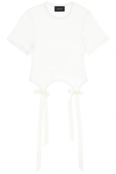 Simone Rocha Bow-detail Cotton T-shirt In White