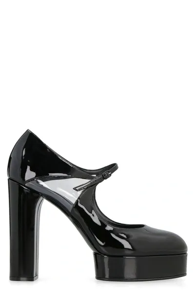 Casadei Betty 120mm Platform Leather Pumps In Black