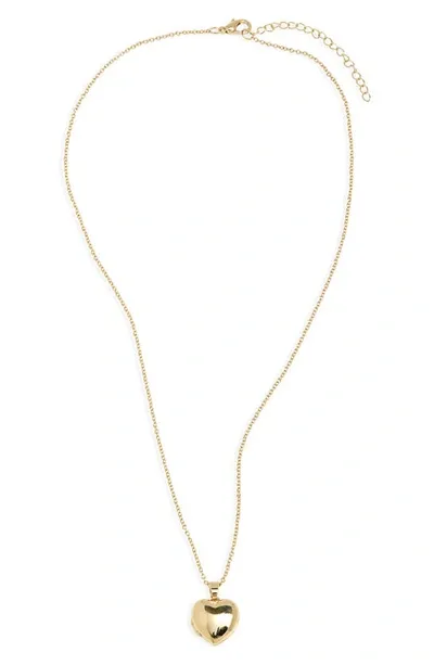 Nordstrom Demifine Puffy Heart Locket Necklace In 14k Gold Plated