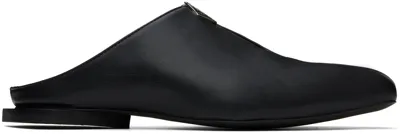 Gmbh Black Jamal Slit Slippers In Black Pleather