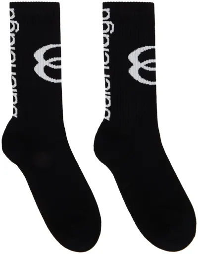 Balenciaga Unity Cotton Blend Socks In Blackwhite