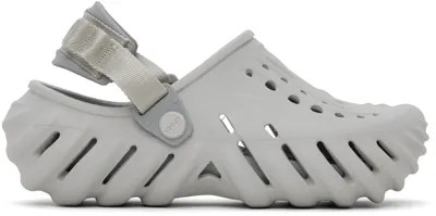 Crocs Gray Echo Clogs In Atmosphere