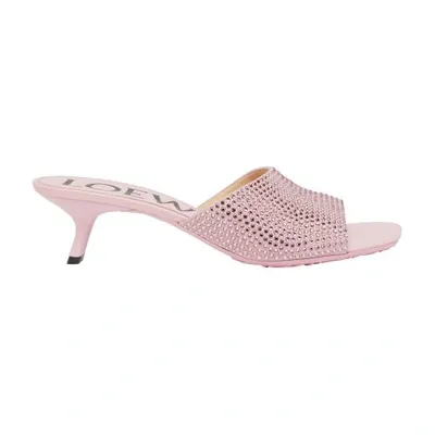 Loewe Women's Petal 45mm Strass Embellished Kitten-heel Mules In Bonbon