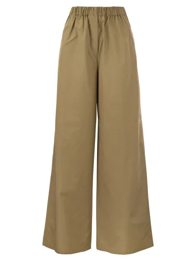 Max Mara Navigli - Poplin Wide Leg Trousers In Brown