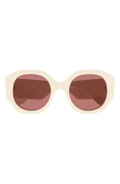 Chloé Logo Acetate Round Sunglasses In Shiny Solid Ivory